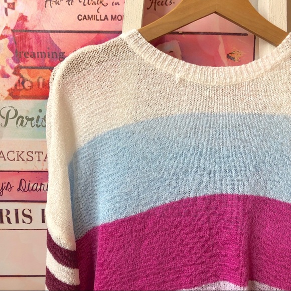 NWT Colorblock Slouchy Boyfriend Lightweight Sweatshirt Lagenlook Women's Large - Picture 7 of 8